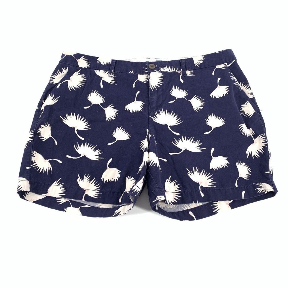 Old Navy Dandalion Print Chino Shorts Size 12 Womens Navy Blue White Large L